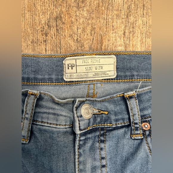 FREE PEOPLE High Rise Busted Knee Mid Stone Blue Skinny Jeans - Picture 4 of 8